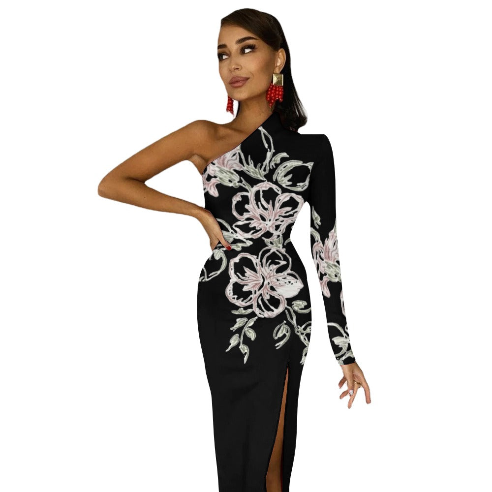 💥Print Flower Dress Half Sleeve Slit By Passion Secrète