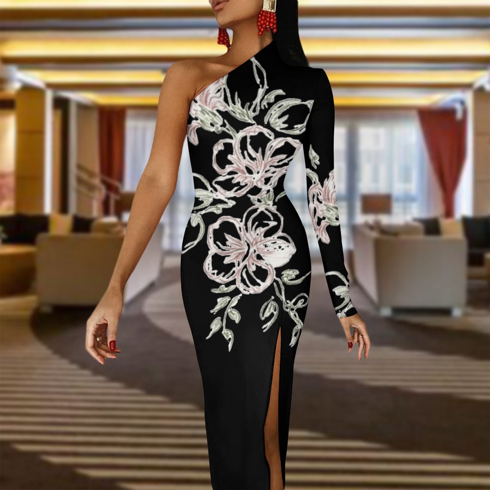 💥Print Flower Dress Half Sleeve Slit By Passion Secrète