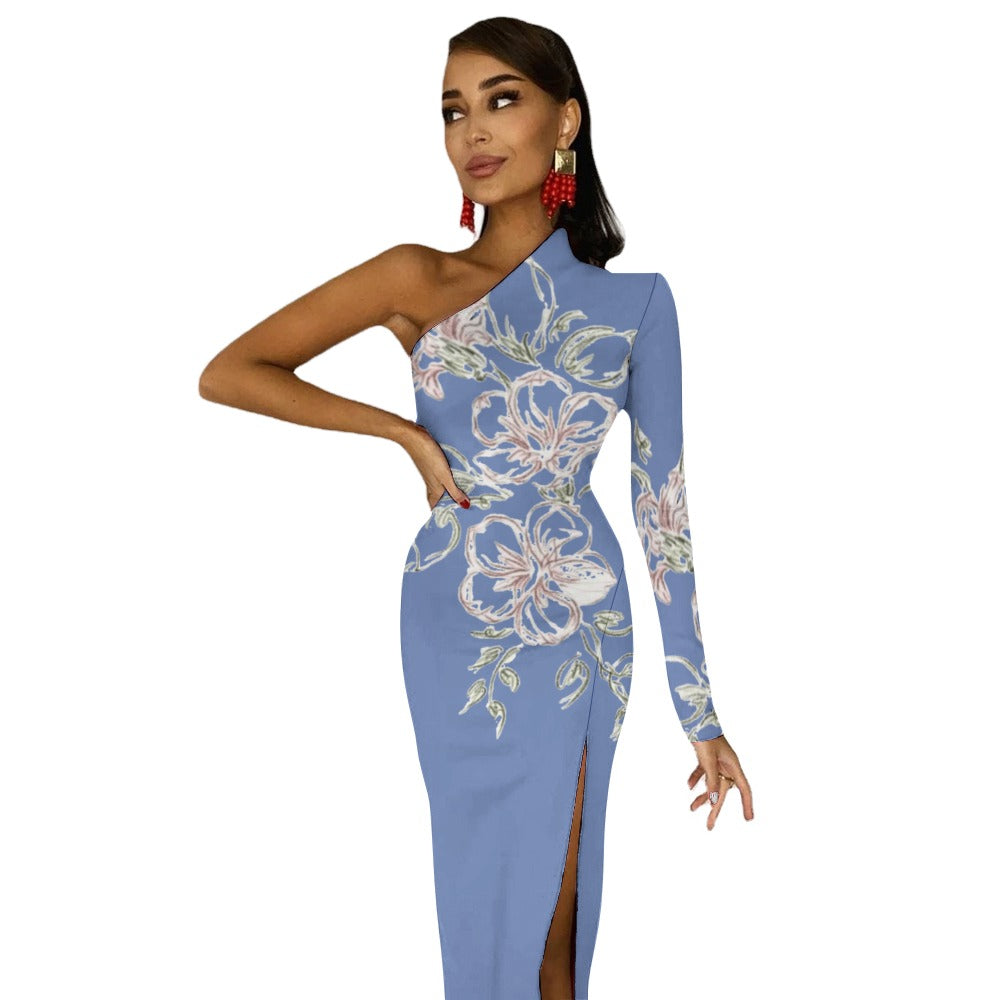 💥Print Flower Dress Half Sleeve Slit By Passion Secrète