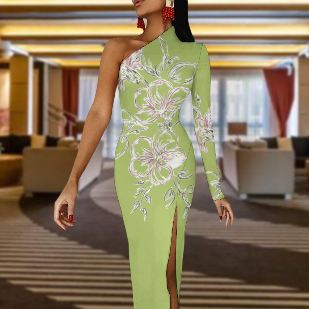 💥Print Flower Dress Half Sleeve Slit By Passion Secrète