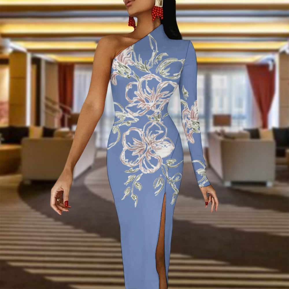 💥Print Flower Dress Half Sleeve Slit By Passion Secrète