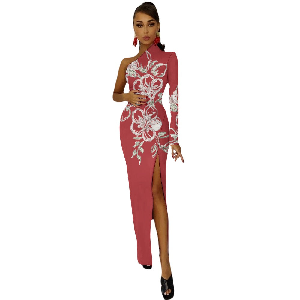 💥Print Flower Dress Half Sleeve Slit By Passion Secrète