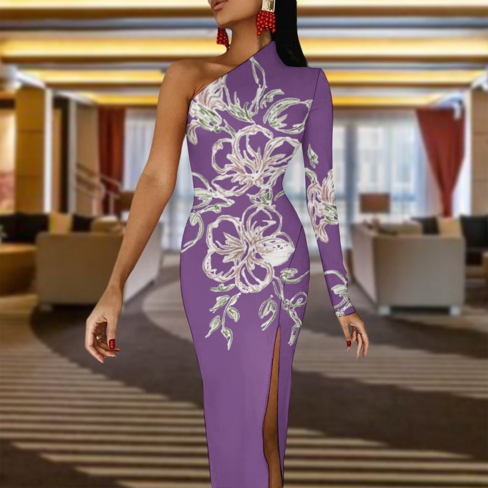 💥Print Flower Dress Half Sleeve Slit By Passion Secrète