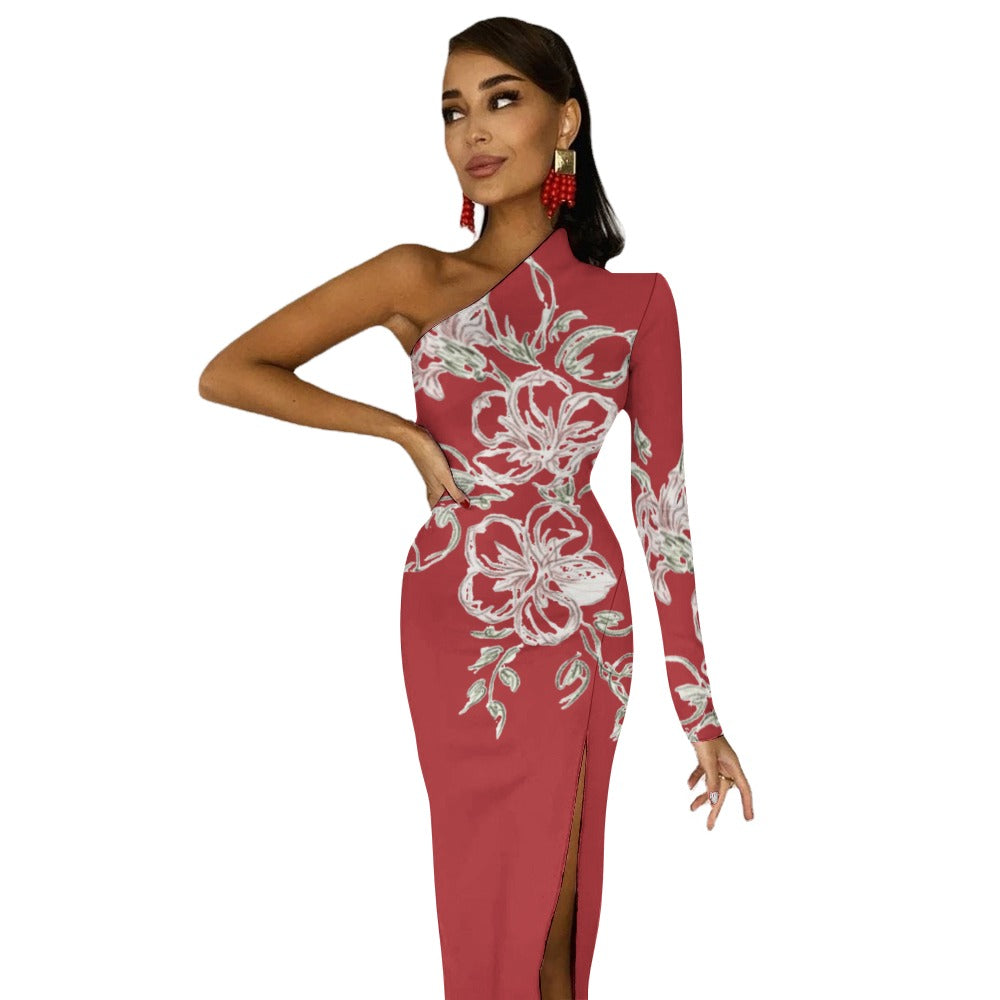💥Print Flower Dress Half Sleeve Slit By Passion Secrète