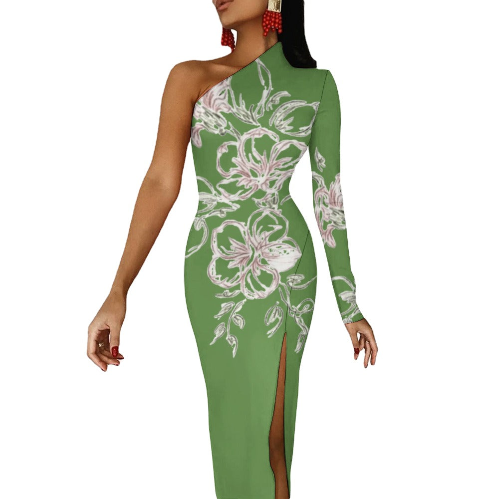 💥Print Flower Dress Half Sleeve Slit By Passion Secrète