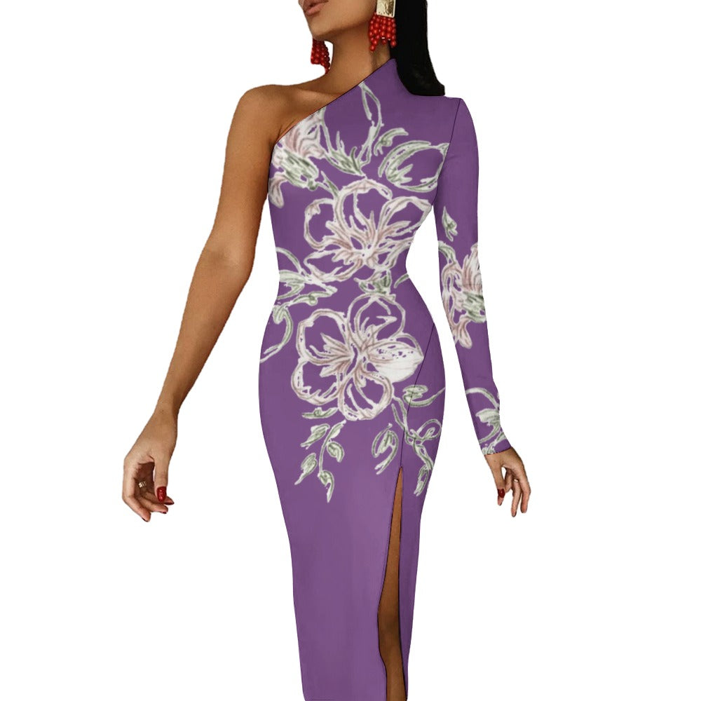 💥Print Flower Dress Half Sleeve Slit By Passion Secrète