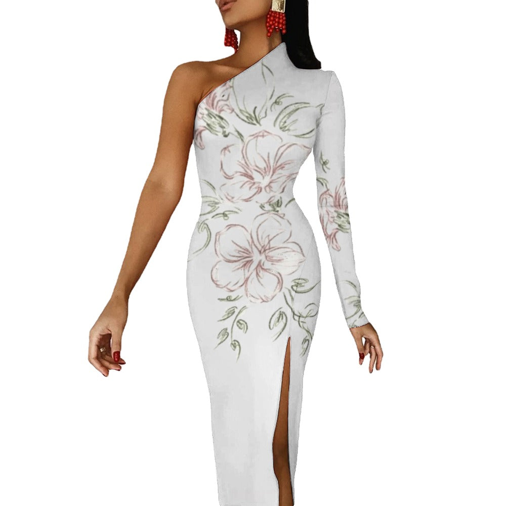💥Print Flower Dress Half Sleeve Slit By Passion Secrète