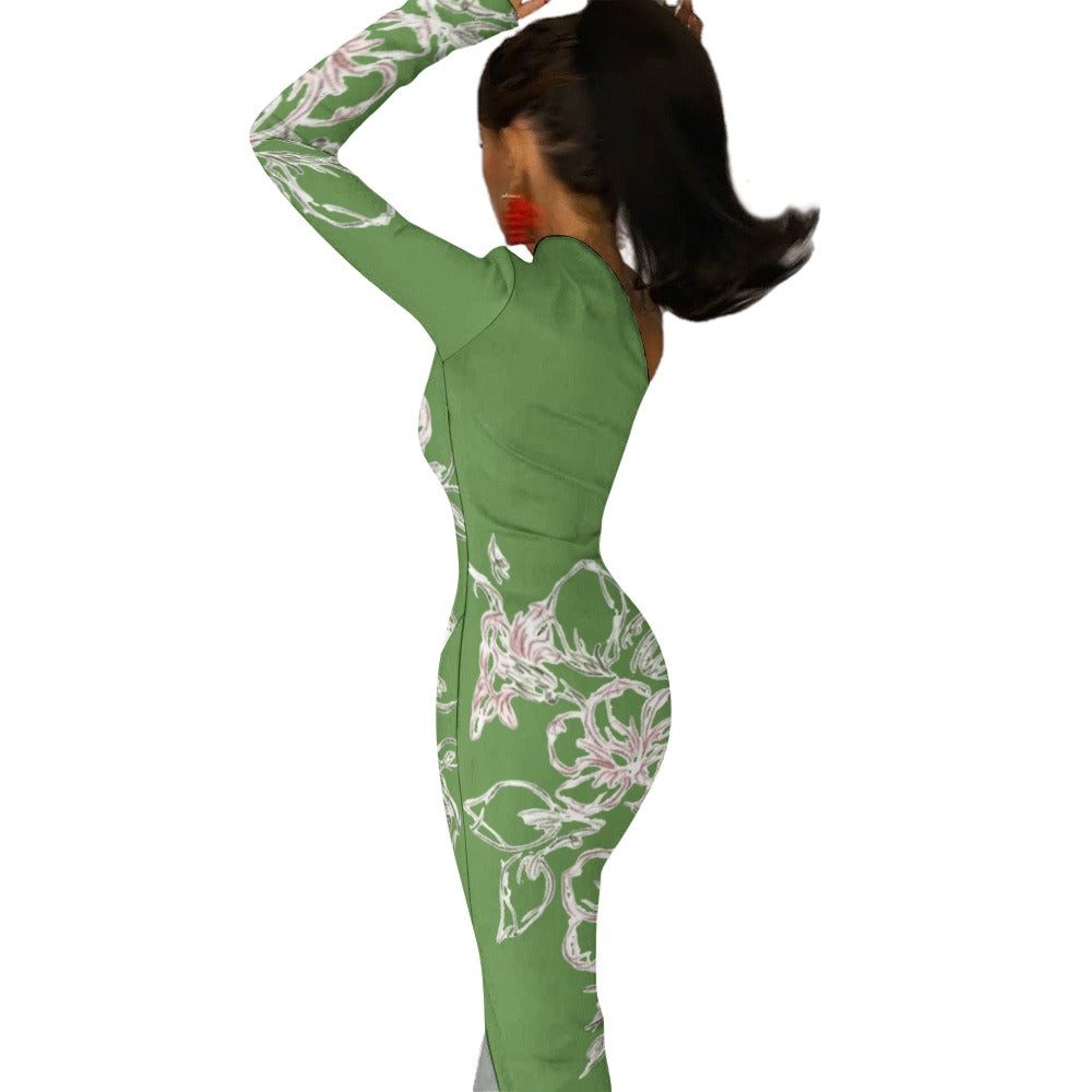 💥Print Flower Dress Half Sleeve Slit By Passion Secrète