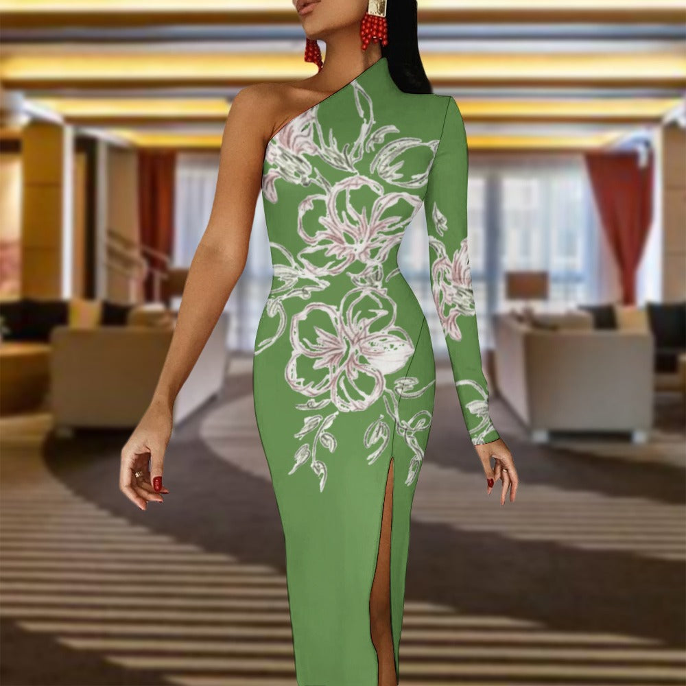 💥Print Flower Dress Half Sleeve Slit By Passion Secrète