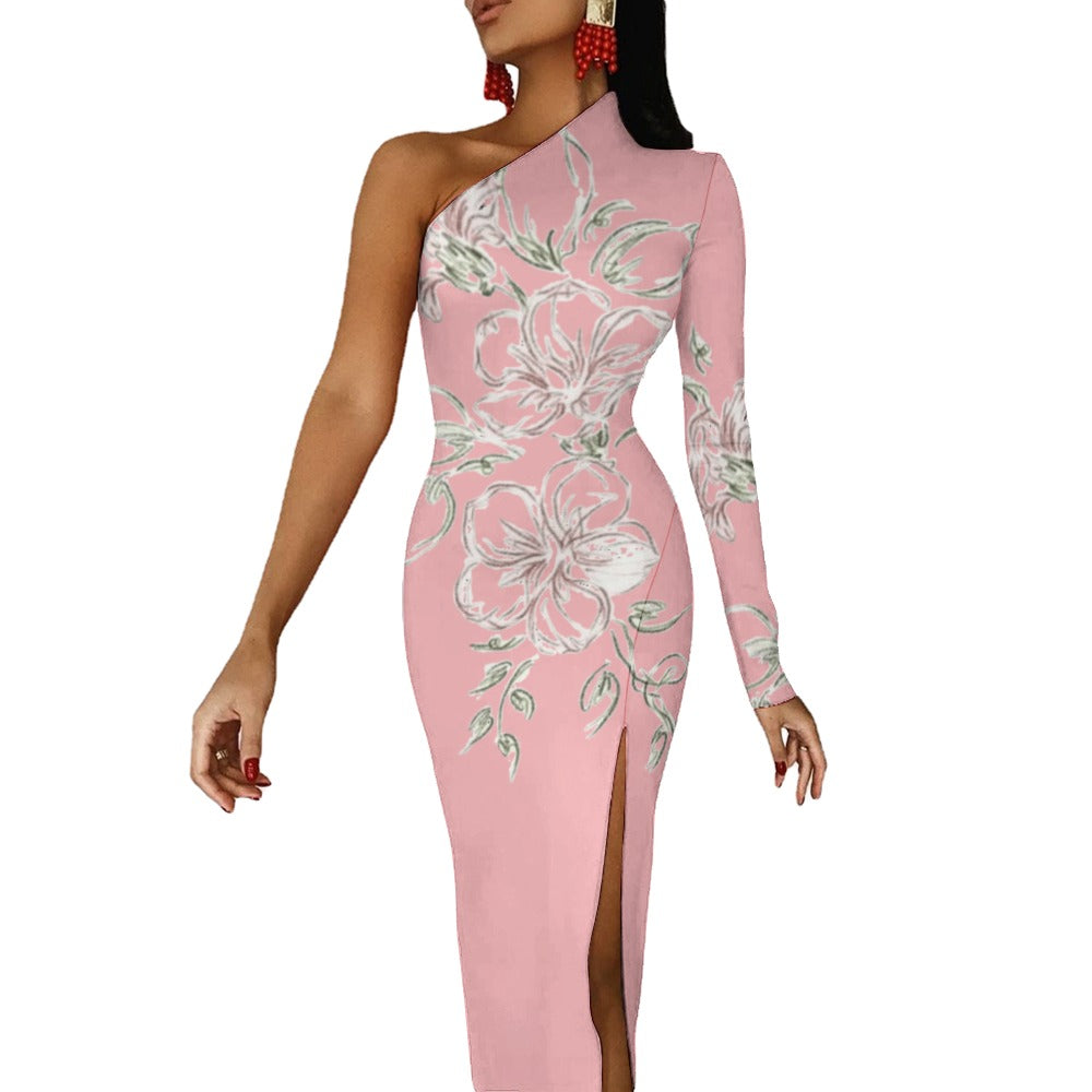 💥Print Flower Dress Half Sleeve Slit By Passion Secrète