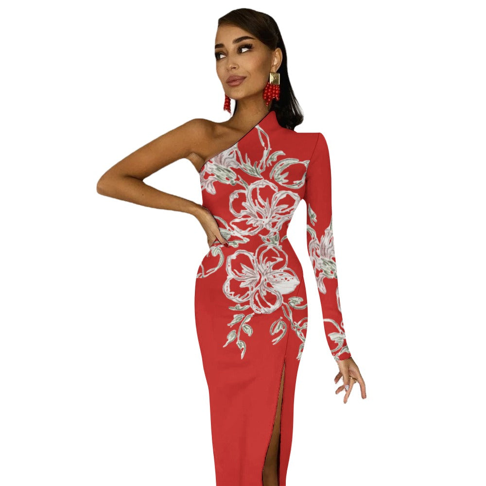 💥Print Flower Dress Half Sleeve Slit By Passion Secrète