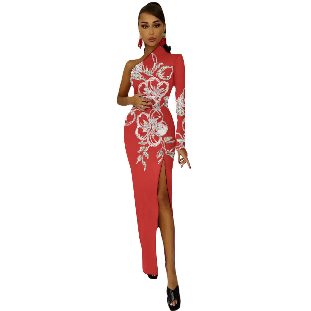 💥Print Flower Dress Half Sleeve Slit By Passion Secrète