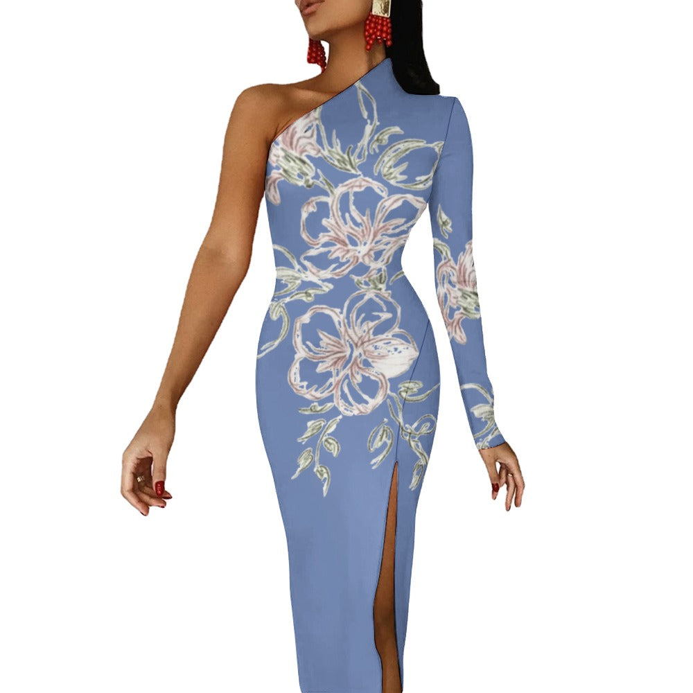 💥Print Flower Dress Half Sleeve Slit By Passion Secrète