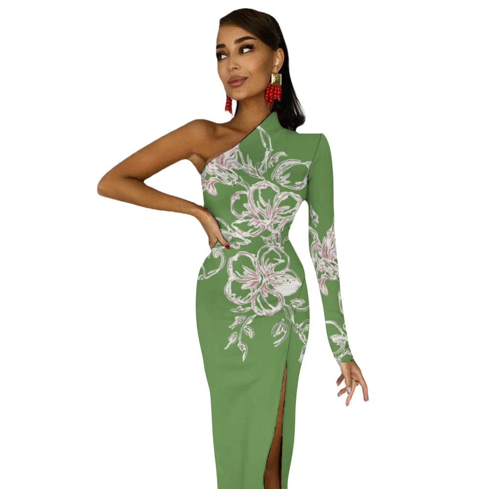 💥Print Flower Dress Half Sleeve Slit By Passion Secrète