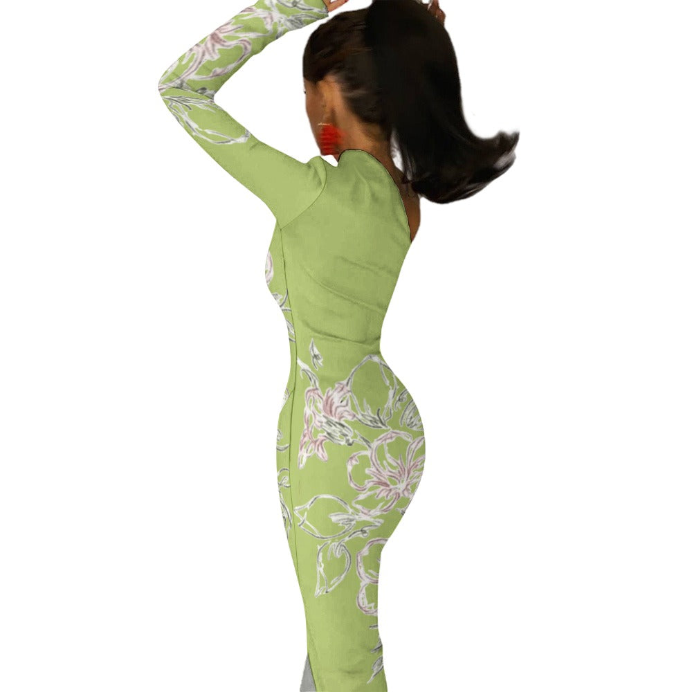 💥Print Flower Dress Half Sleeve Slit By Passion Secrète