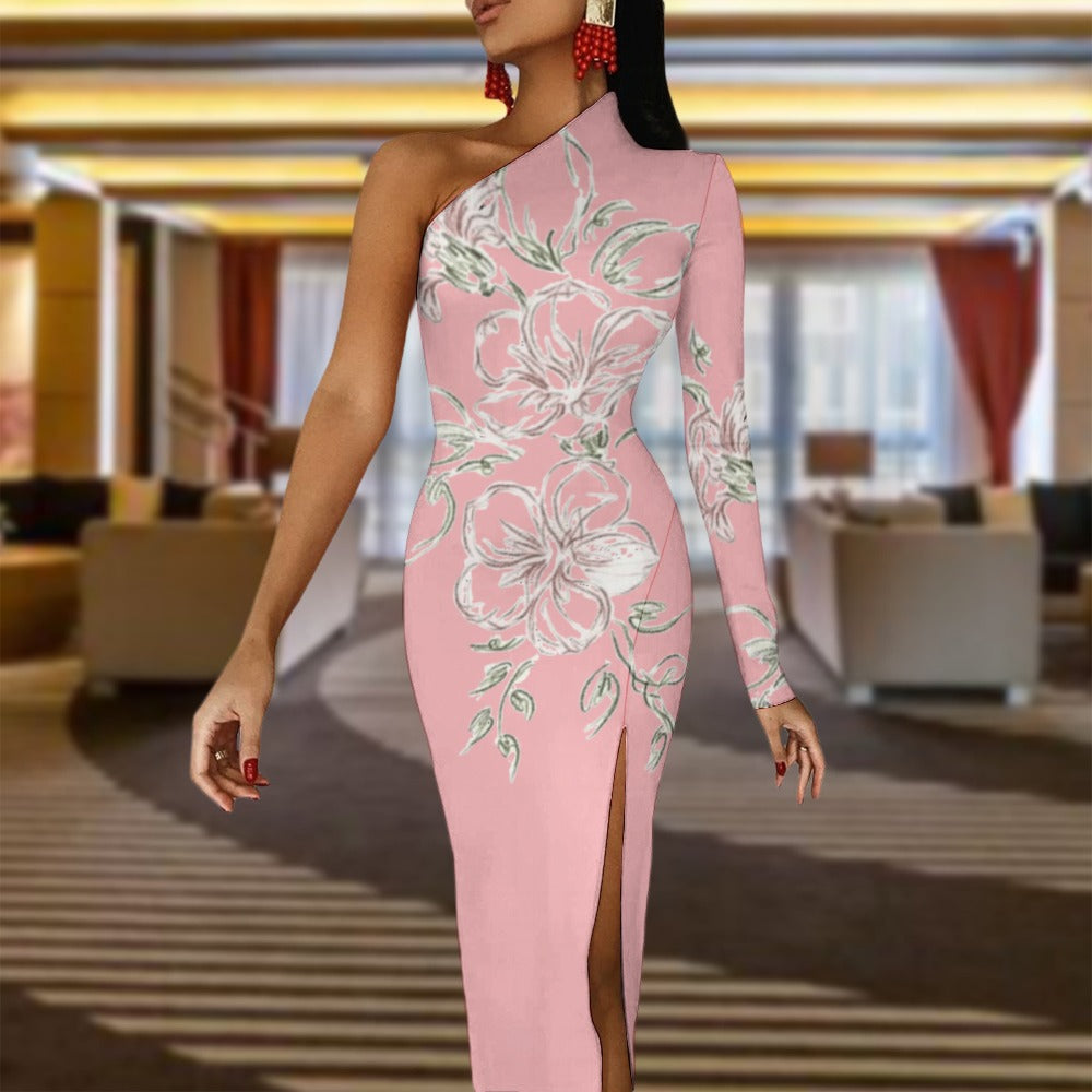 💥Print Flower Dress Half Sleeve Slit By Passion Secrète