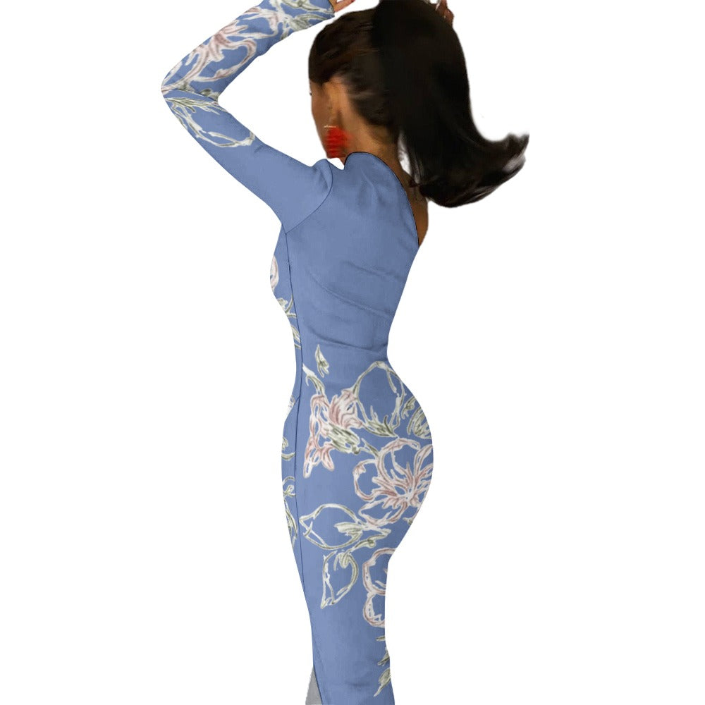 💥Print Flower Dress Half Sleeve Slit By Passion Secrète