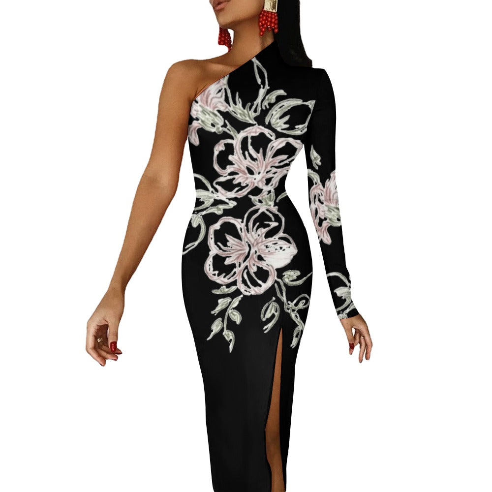 💥Print Flower Dress Half Sleeve Slit By Passion Secrète
