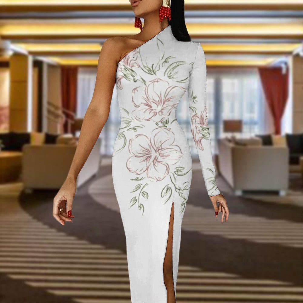 💥Print Flower Dress Half Sleeve Slit By Passion Secrète