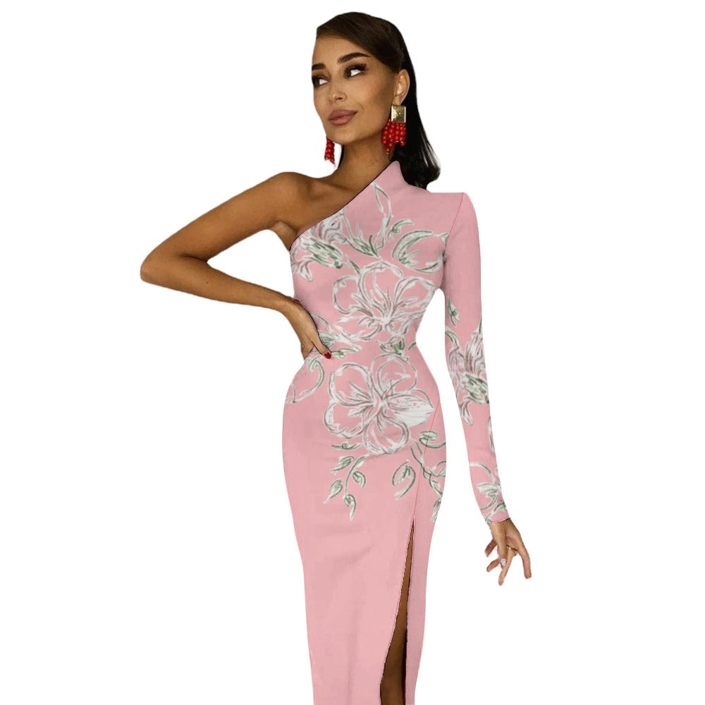💥Print Flower Dress Half Sleeve Slit By Passion Secrète