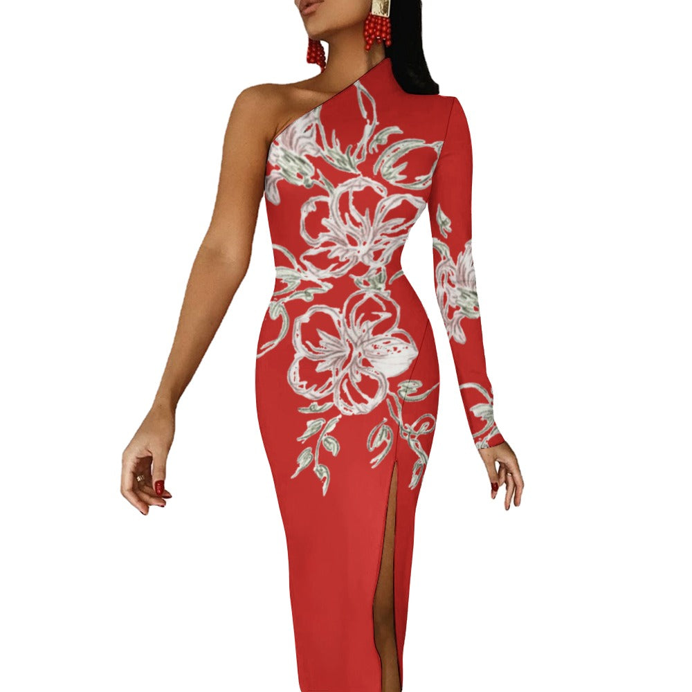 💥Print Flower Dress Half Sleeve Slit By Passion Secrète