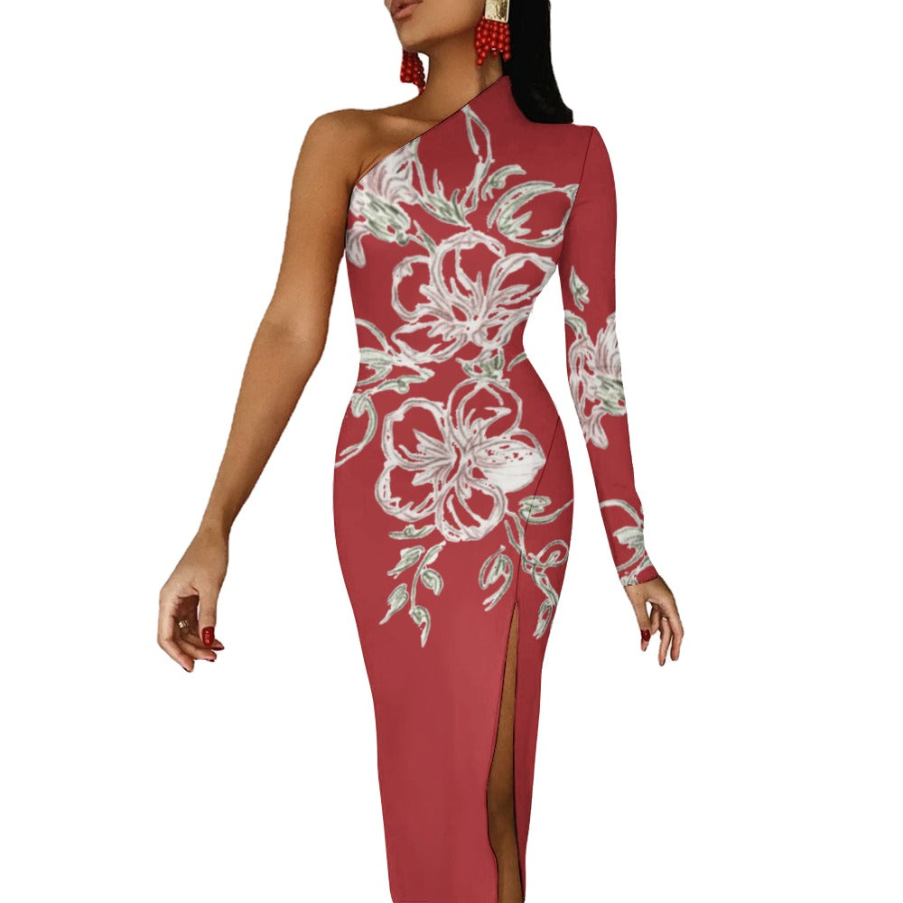 💥Print Flower Dress Half Sleeve Slit By Passion Secrète