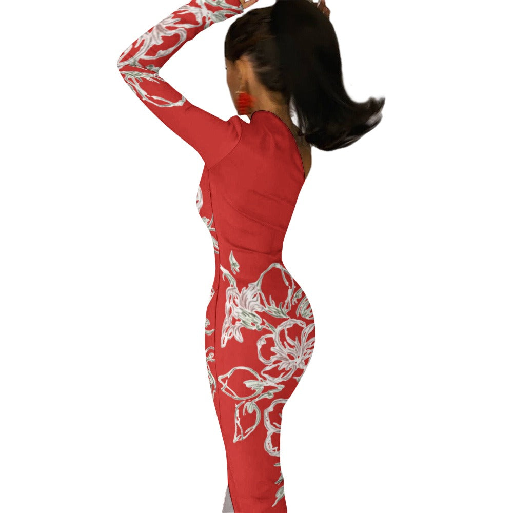 💥Print Flower Dress Half Sleeve Slit By Passion Secrète
