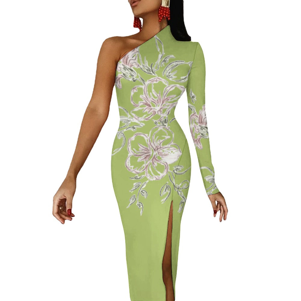 💥Print Flower Dress Half Sleeve Slit By Passion Secrète