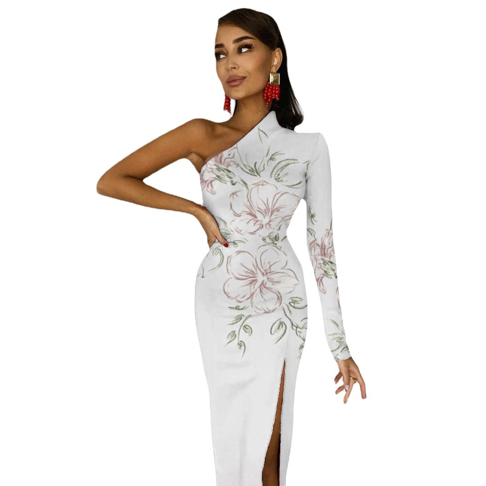 💥Print Flower Dress Half Sleeve Slit By Passion Secrète