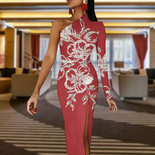 💥Print Flower Dress Half Sleeve Slit By Passion Secrète